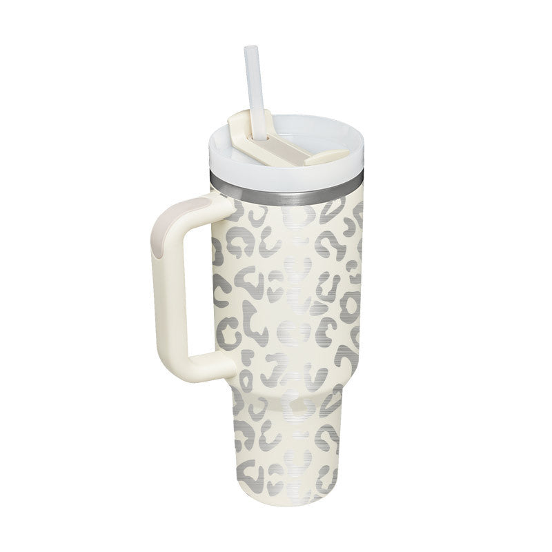 Vacuum Coffee Cup 40 Oz Tumbler With Handle Straw Insulated, Stainless Steel Spill Proof Vacuum Coffee Cup Tumbler With Lid Tapered Mug Gifts For Valentine Lover Suitable For Car Gym Office Travel