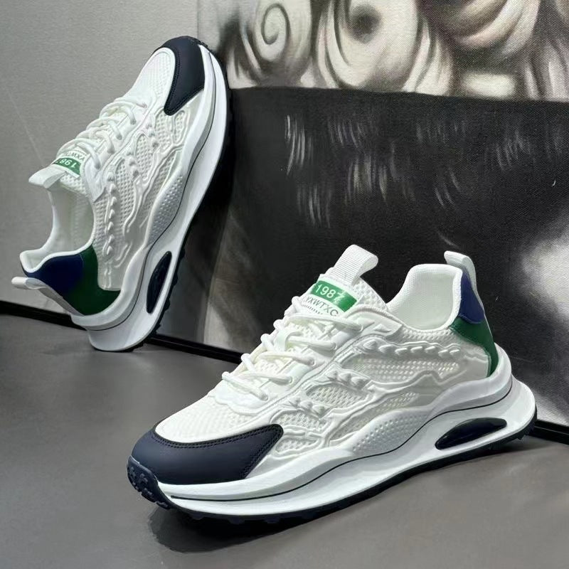 Shoes Lightweight White Laceup Sneakers Fashion Breathable Mesh Flat Shoes Lightweight Versatile Casual Running Walking Shoes