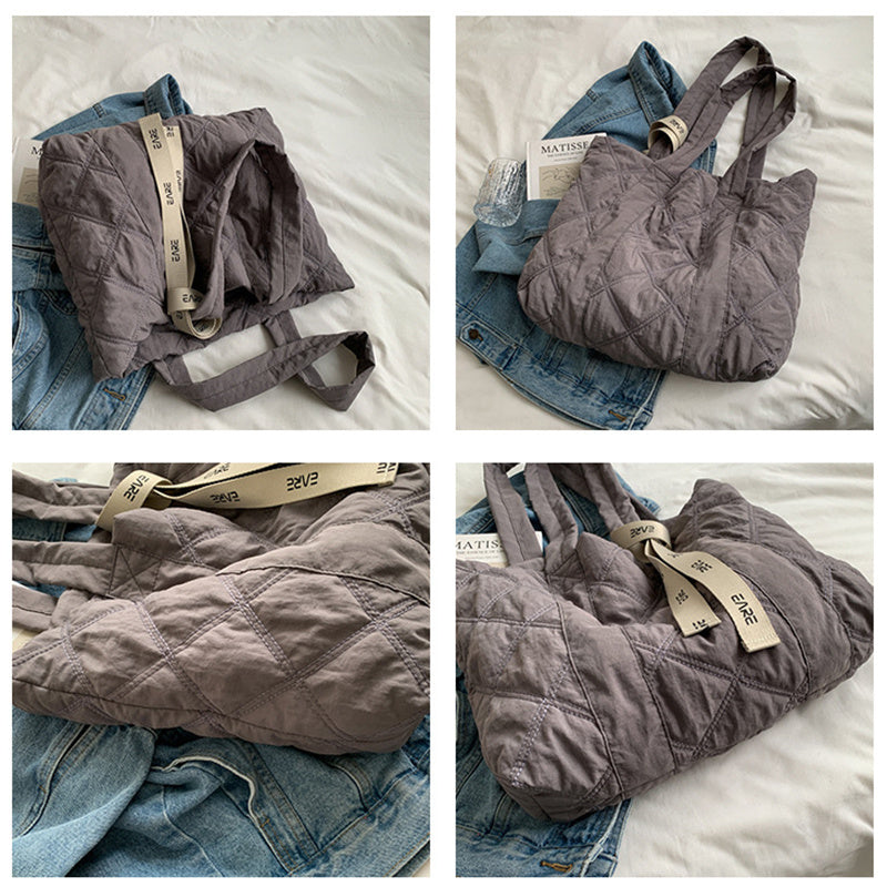 Personalized Handbags Winter Tote Bag For Women 2023 Sewing Rhombus Shoulder Bag High Capacity Commuting Shopping Bag Personalized Handbags