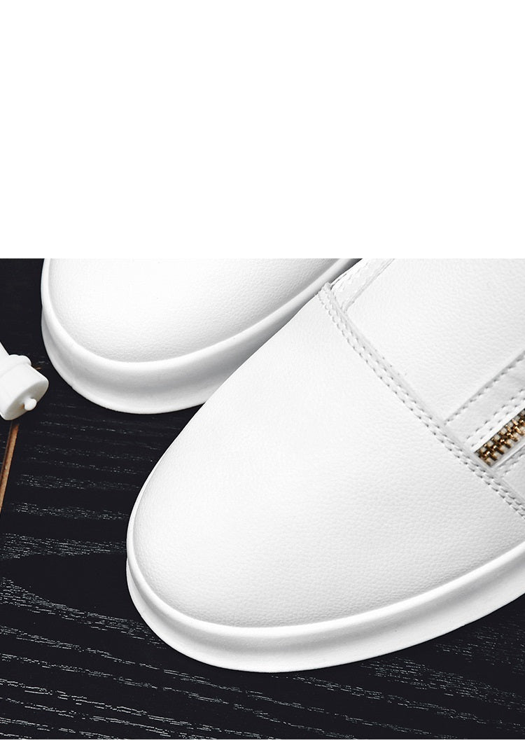 White Leather Boots Wedding Photography White Leather Boots Personality Metal Men's Shoes Double Zipper Fashion Brand Sports Casual Borad Shoes