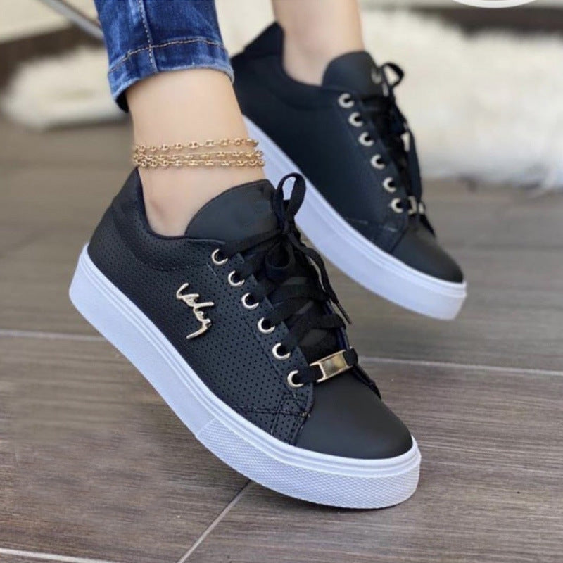 Shoes For Girls Women Flat Sneakers Breathable Lace-up Shoes For Girls