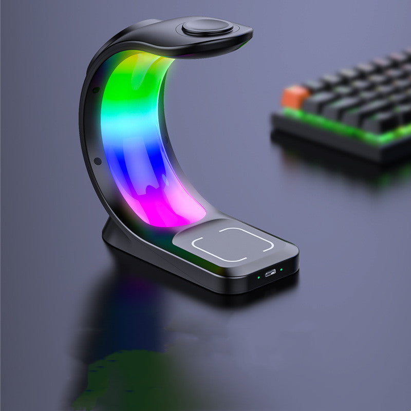 Wireless Charger 4 In 1 Magnetic Wireless Charger Fast Charging For Smart Phone Atmosphere Light Charging Station For Airpods Pro I-phone Watch