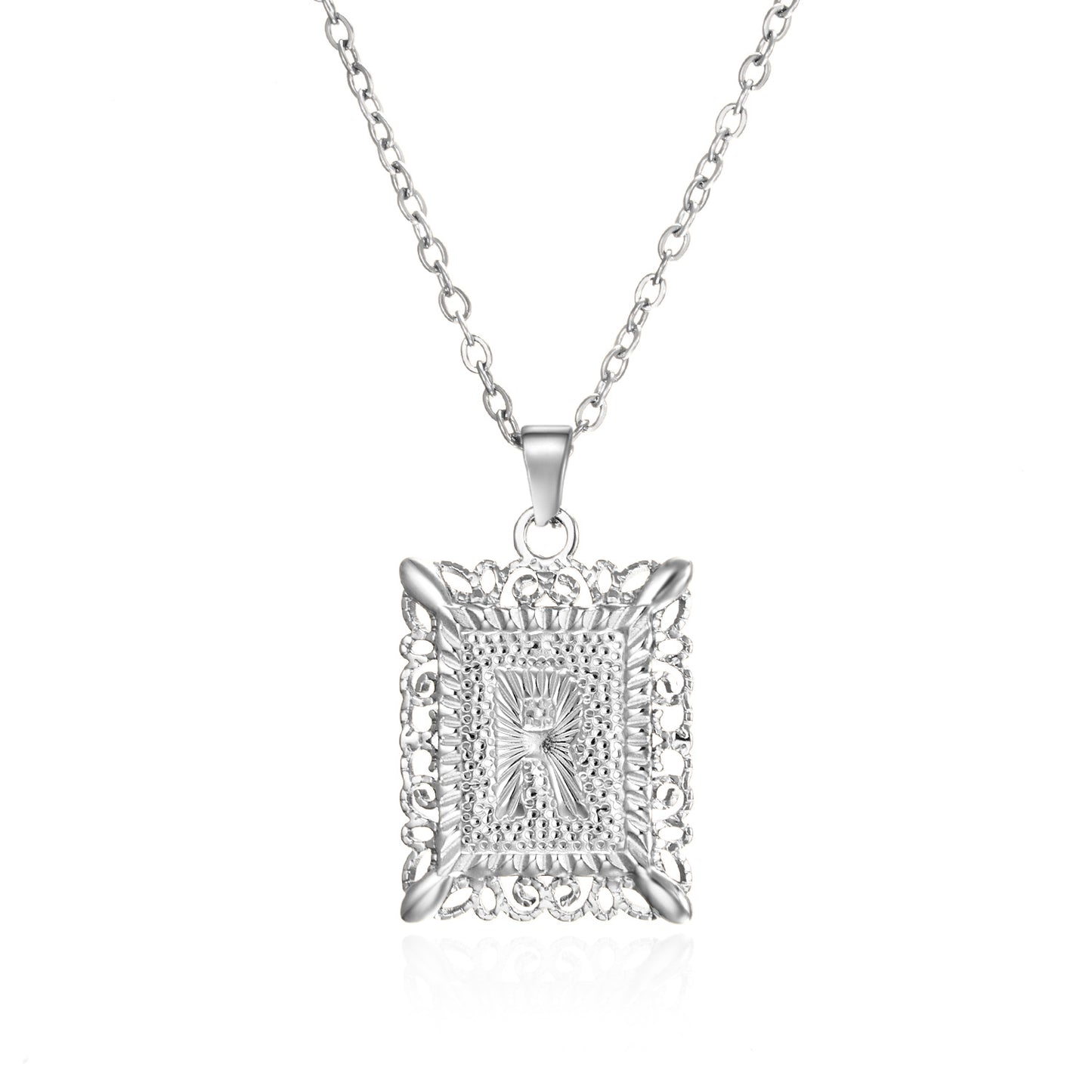 Stainless Steel 26 Letters Titanium Steel Square Pendant - sumet.shop