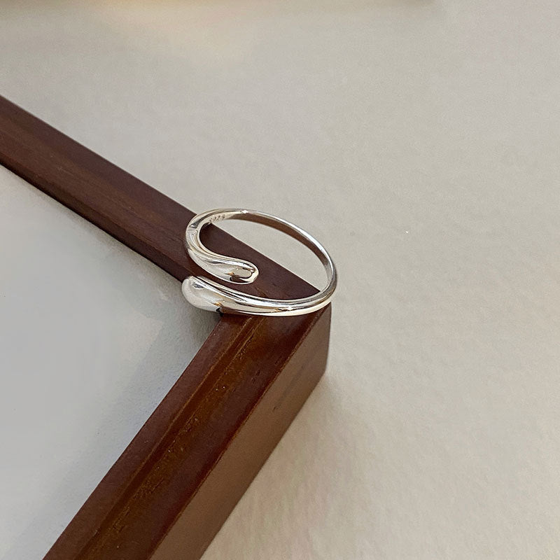 S925 Sterling Silver Drop-shaped Open Ring