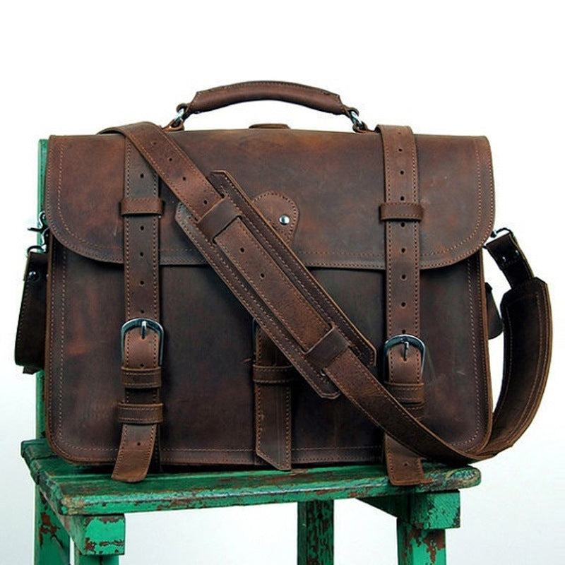 Leather Men's Traveling Bag Retro Crazy Horse Leather Men's Traveling Bag