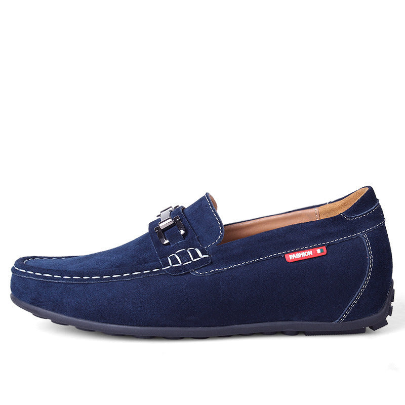 Men's Lazy Shoes Matte Suede Cowhide Invisible Height Increasing Insole 8CM Men's Lazy Daily Driving Shoes