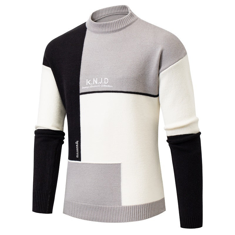turtleneck Sweater Men's Multi-colored Half-turtleneck Sweater