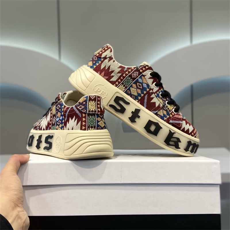 Versatile Cloth Shoes Breathable Low Top Printed Board Shoes Men's Versatile Cloth Shoes