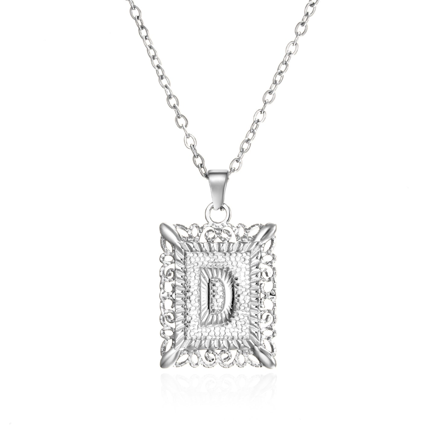 Stainless Steel 26 Letters Titanium Steel Square Pendant - sumet.shop