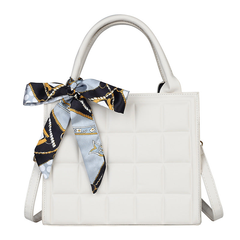 Women's Embossed Silk Scarf Bow Small Square Bag