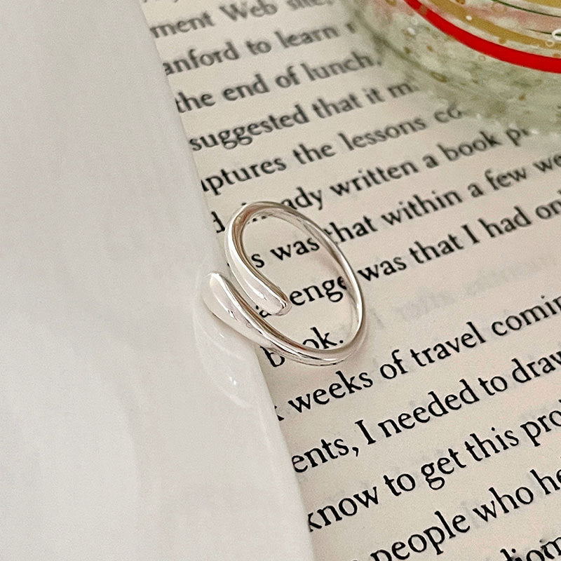 S925 Sterling Silver Drop-shaped Open Ring