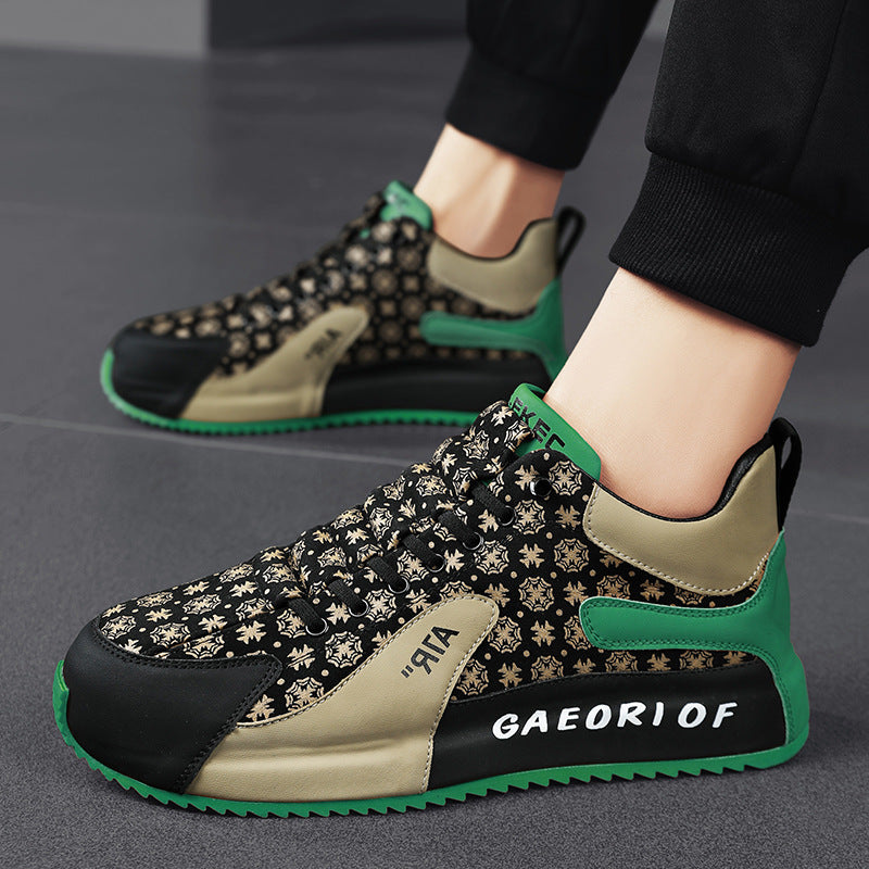 Men Casual Shoes Bag Raise The Bottom Flower Cloth Casual Shoes Men