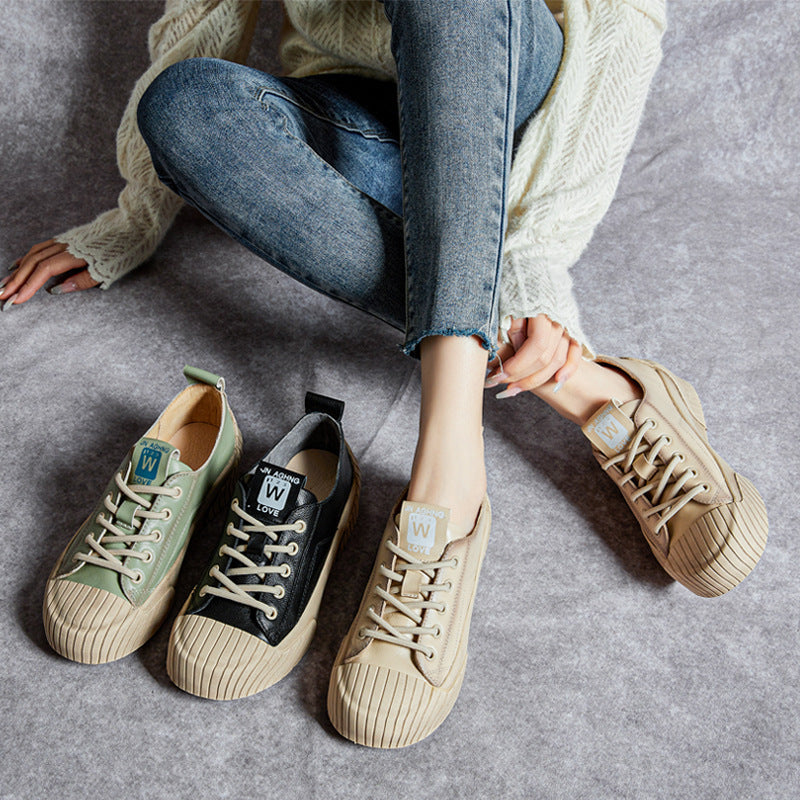 Women's Soft Bottom Shoes Skateboard Shoes All-Match Platform Lace-up