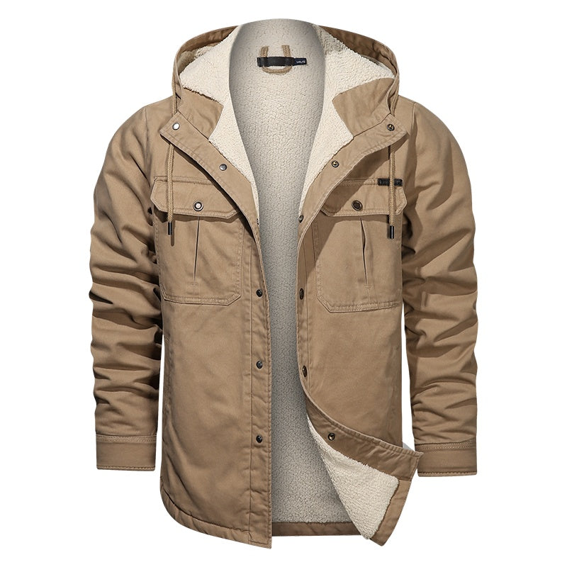 Men Cotton Jacket Winter Thick Warm Parkas Male Plus Velvet Casual Hooded Coat - sumet.shop