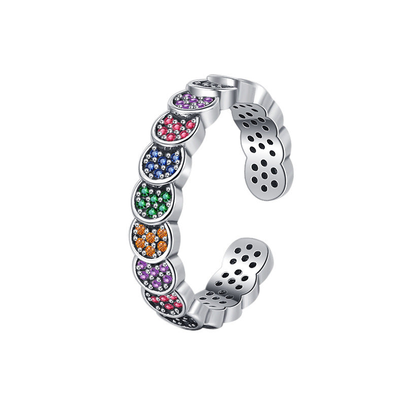Ring Women's Retro Scale Design 925 Sterling Silver Color Diamond Index Finger - sumet.shop