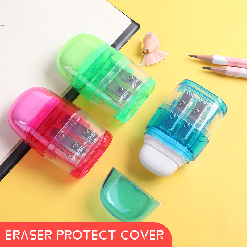 Two-hole Pencil Sharpener Two-in-one Student Wipe Clean