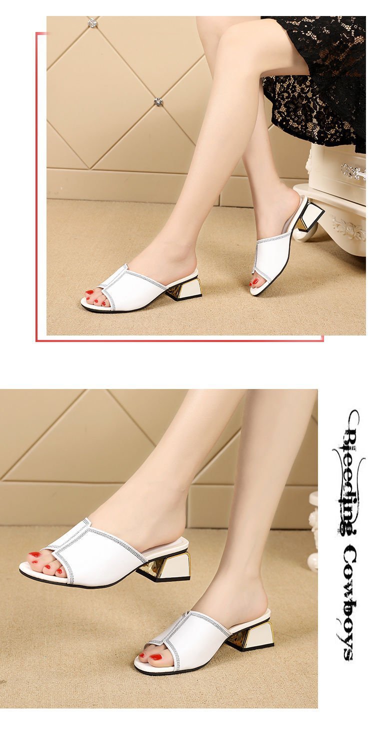 Sandals Two-layer Cowhide Sandals Women's Summer