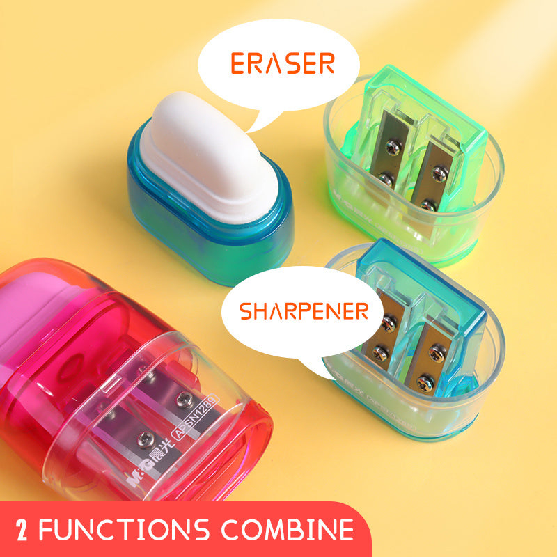 Two-hole Pencil Sharpener Two-in-one Student Wipe Clean