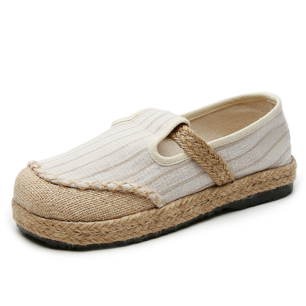 Linen Shoes Women's Artistic Striped Color Matching