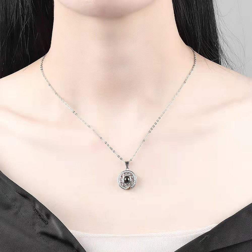 Sun Moon Projection Necklace In 100 Languages