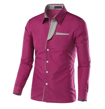 Male Fashion Shirts Full Sleeve Stripe Shirt Men Slim Fit Design Formal Dress Shirts 14 Colors Size M-4XL - sumet.shop