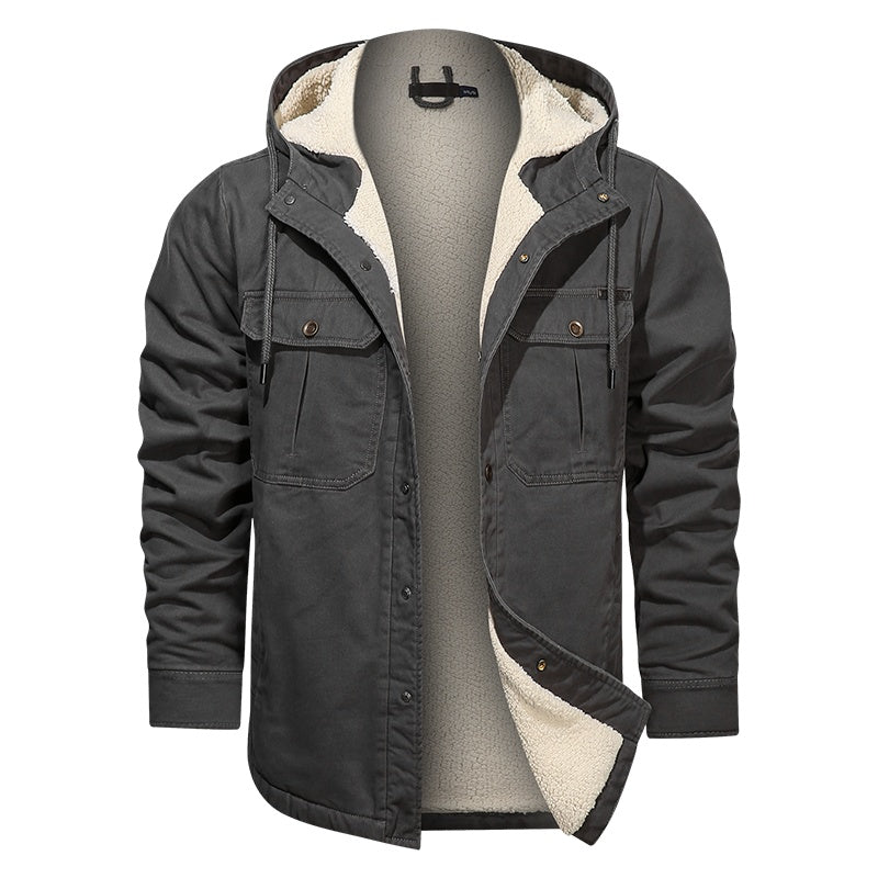 Men Cotton Jacket Winter Thick Warm Parkas Male Plus Velvet Casual Hooded Coat - sumet.shop