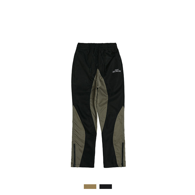 Pants American High Street Alphabet Embroidered Panel Contrast Track