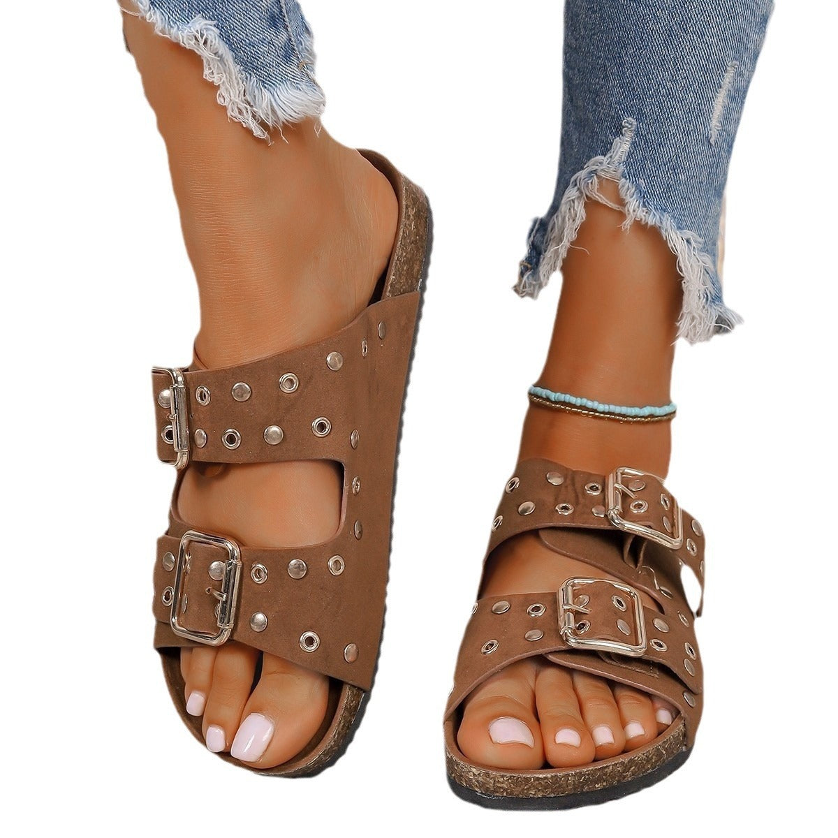 Outer Wear Shoes Women's Thick-soled Belt Buckle For Outer Wear Plus Size Beach Shoes