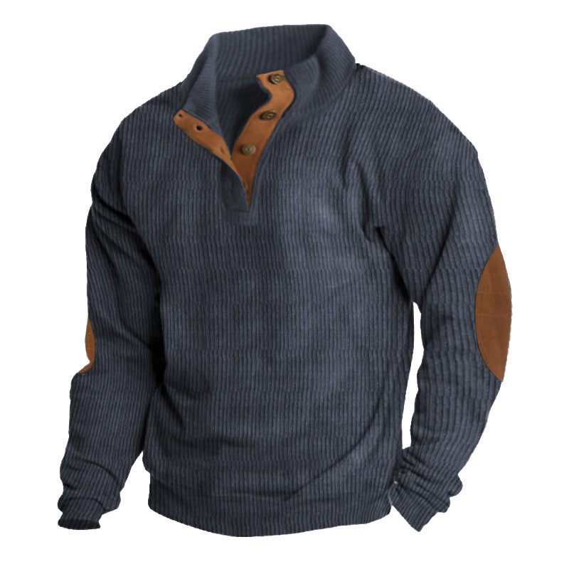 Long-sleeved Sweater European Size Men's Outdoor Casual Stand Collar Long-sleeved Sweater