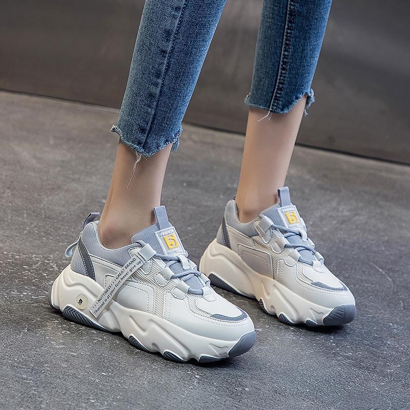 Leather Casual Sneakers Old Shoes Women All-match Platform Casual Sneakers