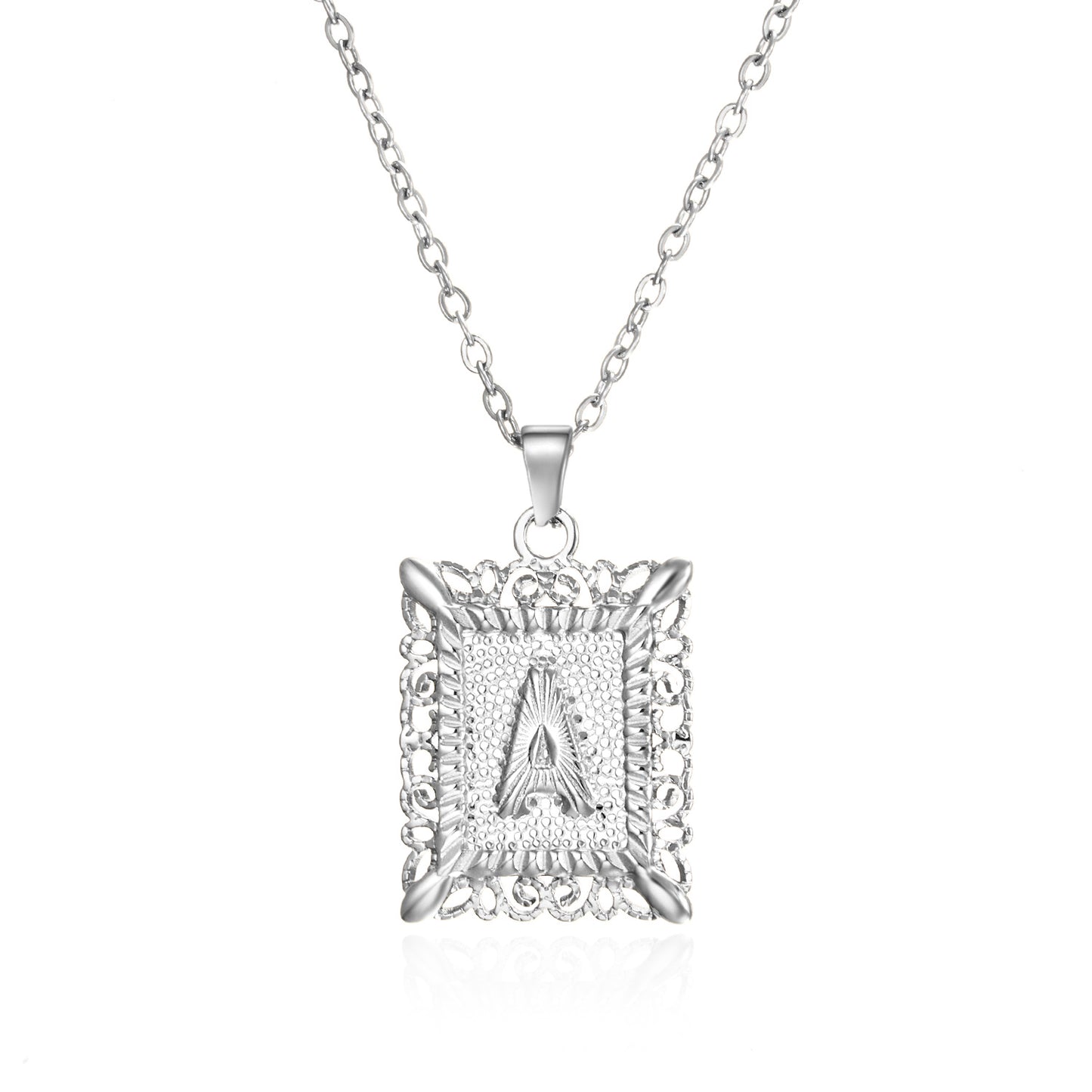 Stainless Steel 26 Letters Titanium Steel Square Pendant - sumet.shop
