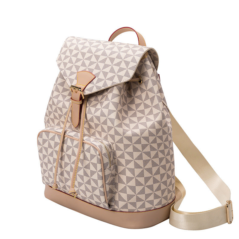 Leather School Bag Female Anti-theft Women Draw Rope Large Backpack Leather School Bag