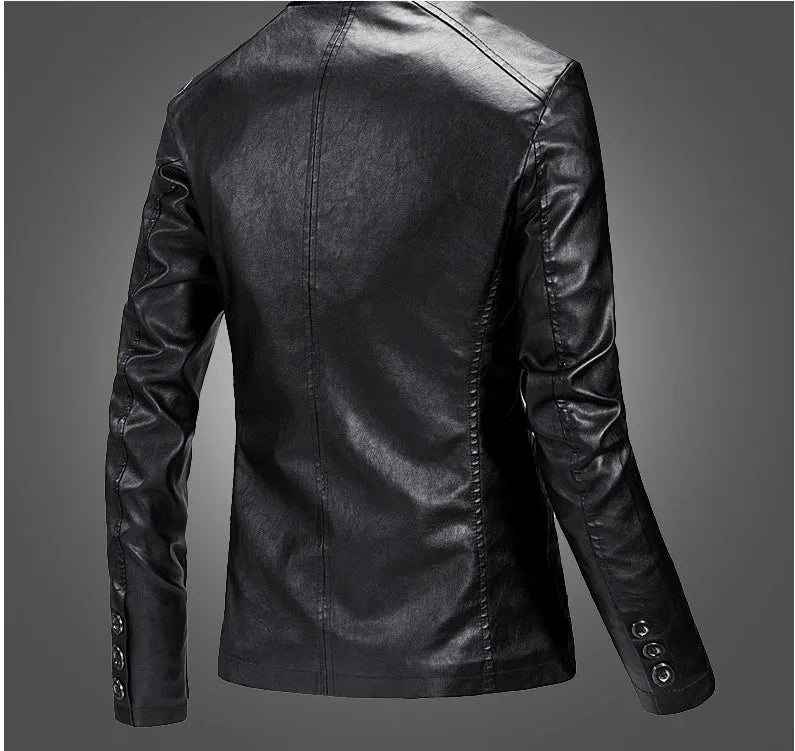 Spring Leather Jacket Slim Handsome Spring Leather Jacket Small Suit Men