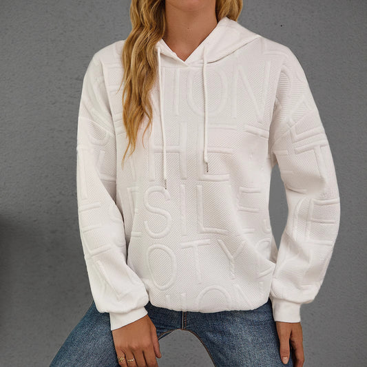 Loose Fashion Three-dimensional Printing Long Sleeve Pullover Hoodie Women