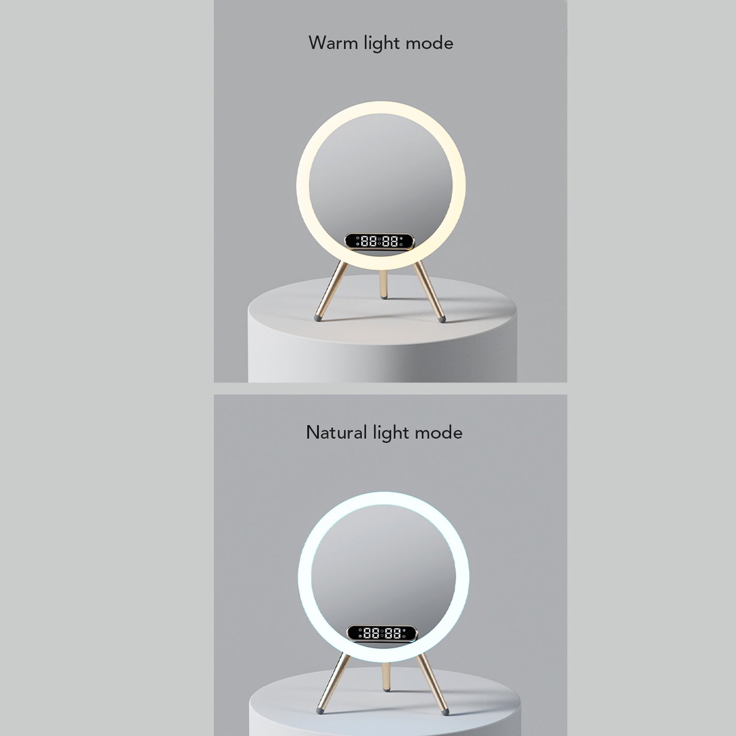 Wireless Charger Digital Clock Time USB LED Mirror Alarm Clock