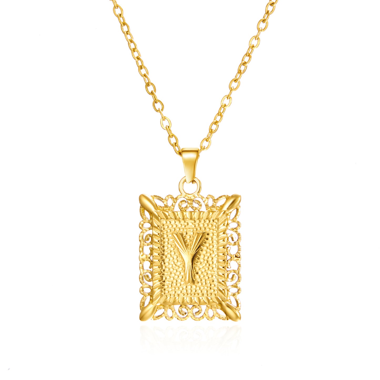 Stainless Steel 26 Letters Titanium Steel Square Pendant - sumet.shop