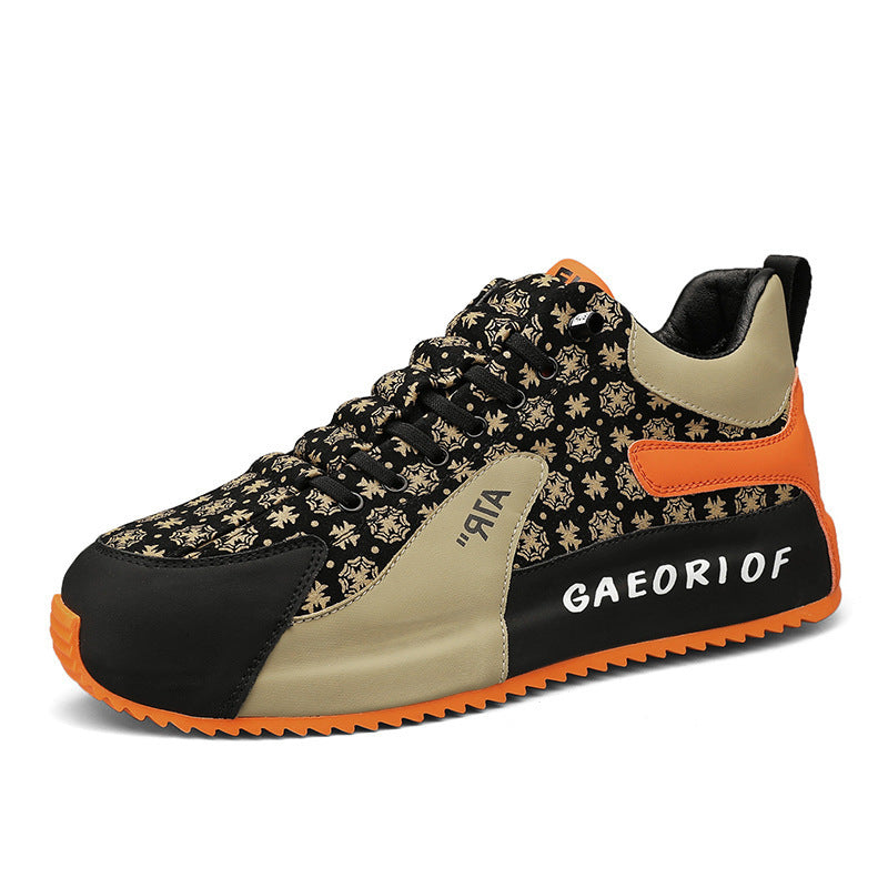 Men Casual Shoes Bag Raise The Bottom Flower Cloth Casual Shoes Men