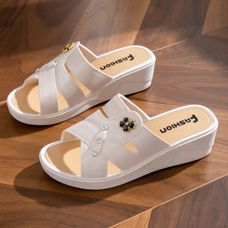 Thick-soled Slippers Outdoor Wear Summer Wedge Fashion Non-slip Home Thick-soled Slippers