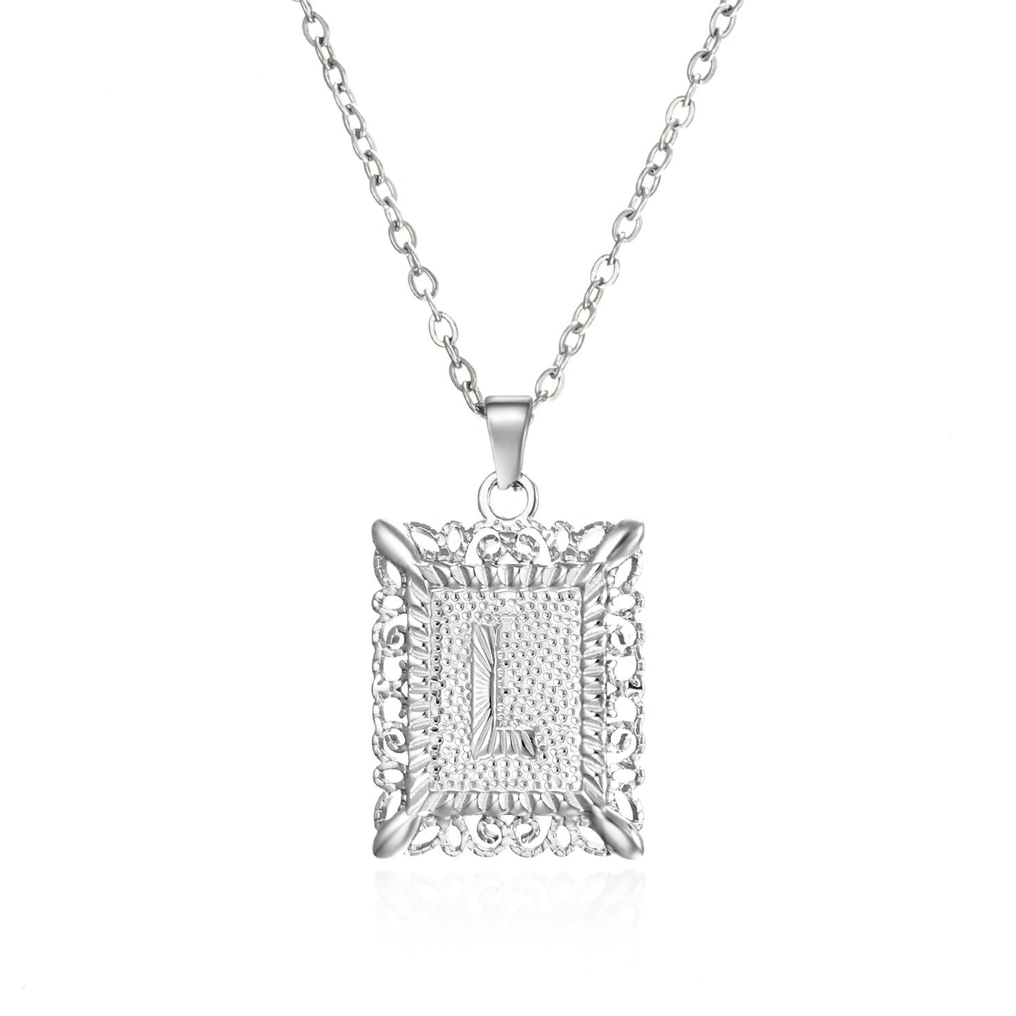 Stainless Steel 26 Letters Titanium Steel Square Pendant - sumet.shop