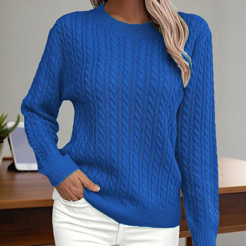 Women's Textured Long Sleeve Sweater Crewneck Pullover Dressy Casual Fall