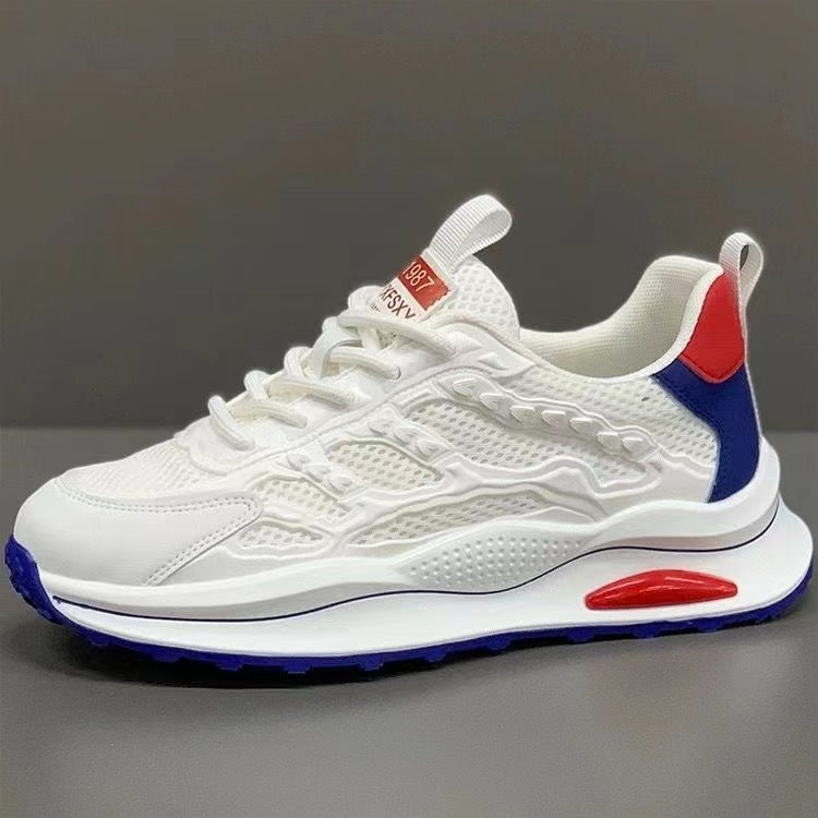 Shoes Lightweight White Laceup Sneakers Fashion Breathable Mesh Flat Shoes Lightweight Versatile Casual Running Walking Shoes
