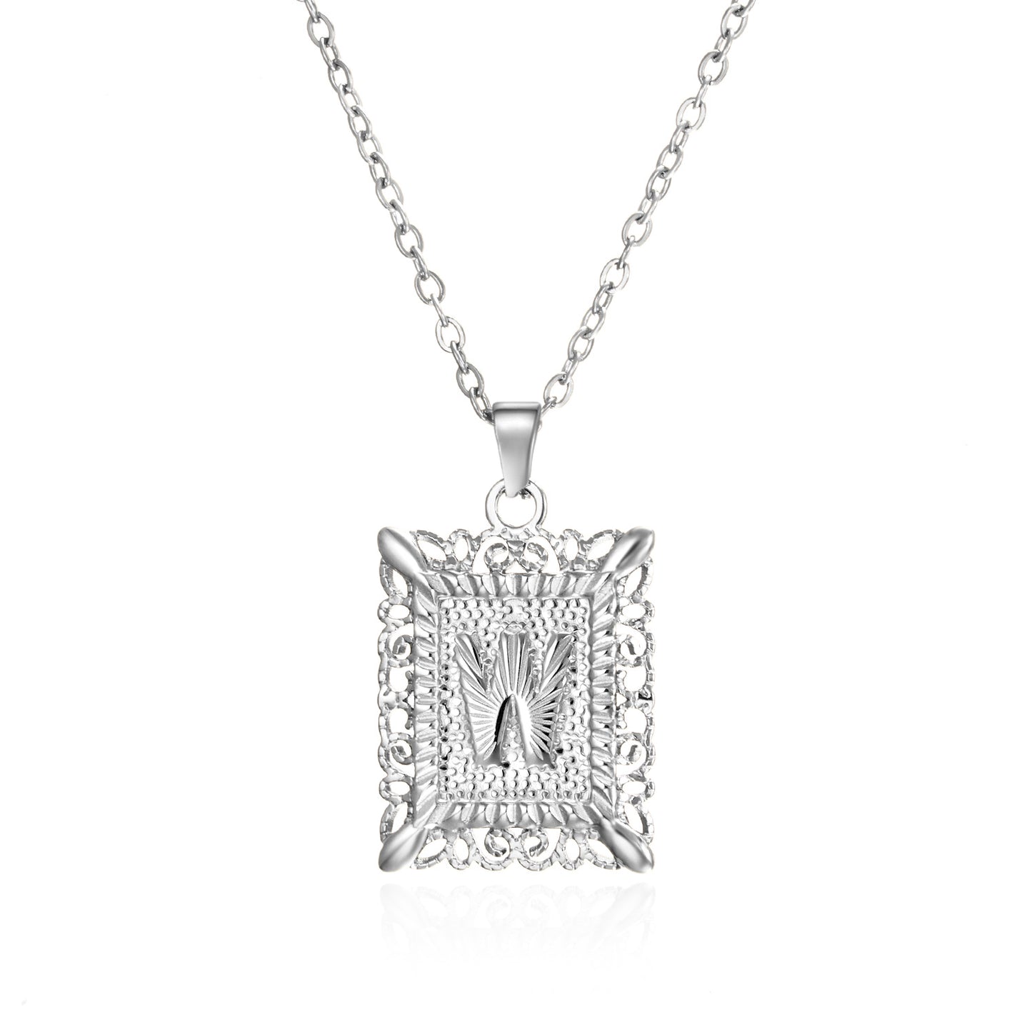 Stainless Steel 26 Letters Titanium Steel Square Pendant - sumet.shop