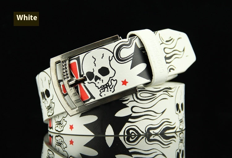 Pin Buckle Men's Leather European Hip Hop Skull Casual Belt - sumet.shop