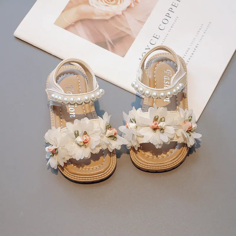 Kids Sandals Girls Sweet Flowers Kids Sandals Girls Versatile Soft Toddler Shoes