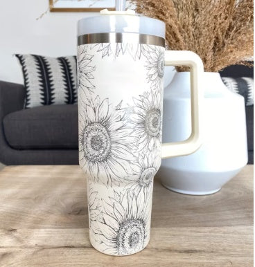 Vacuum Coffee Cup 40 Oz Tumbler With Handle Straw Insulated, Stainless Steel Spill Proof Vacuum Coffee Cup Tumbler With Lid Tapered Mug Gifts For Valentine Lover Suitable For Car Gym Office Travel