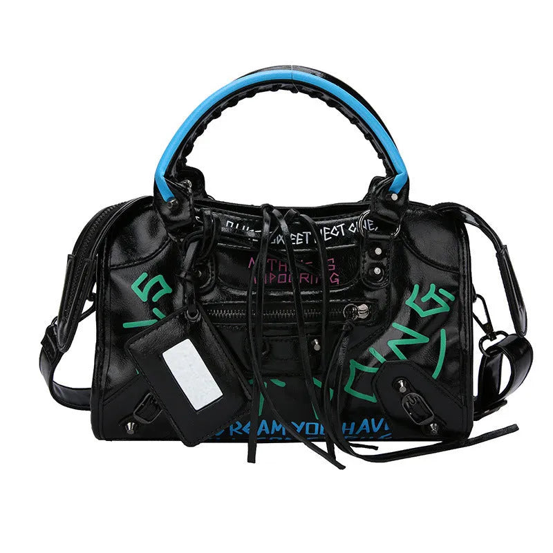 New Graffiti Handbag Personality Tassel Small Crowd Handbag Women