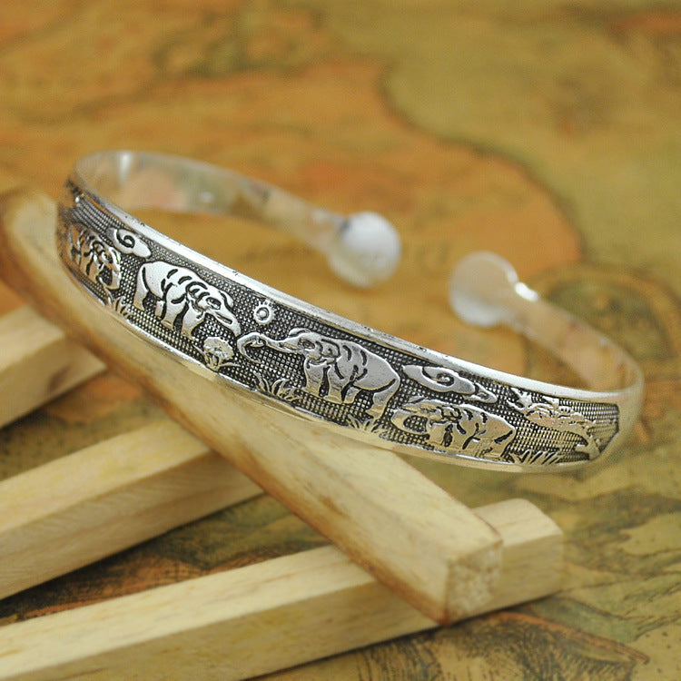 Ethnic Style Tibetan Miao Silver Bracelet - sumet.shop