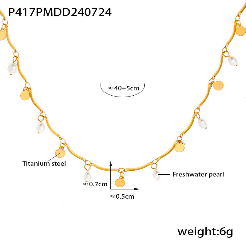 Pearl Tassel Necklace Fashion Multi-element 18K Gold Plating