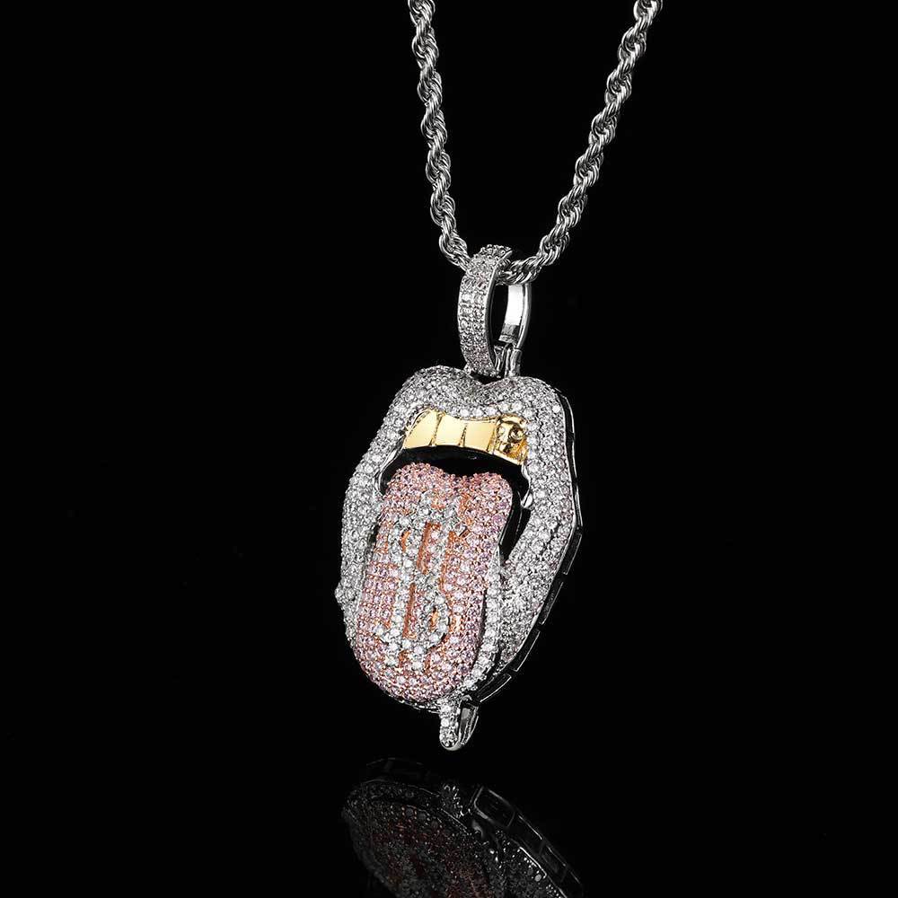 Pendant Necklace Micro Zircon Mouth Tongue Pendant Necklace