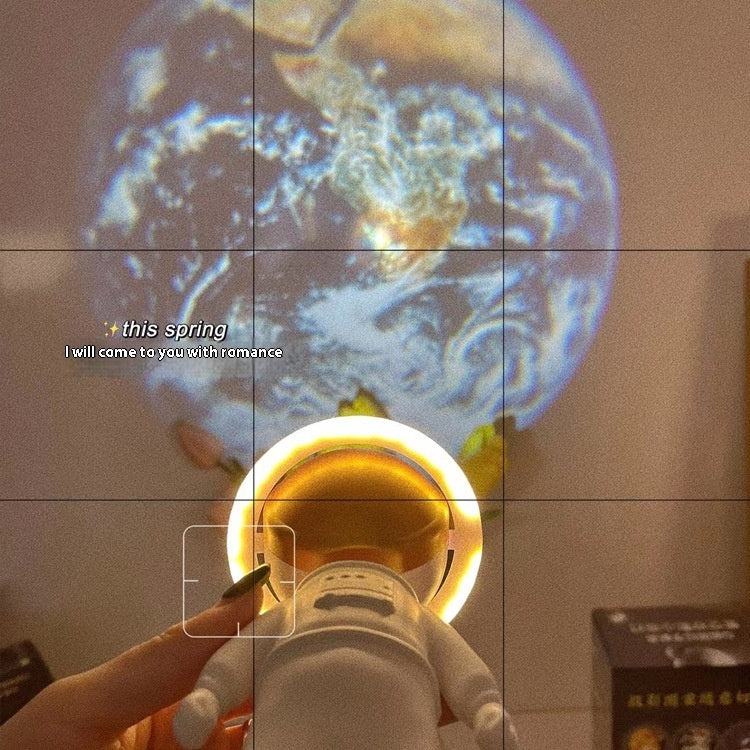 Lamp Astronaut Moon Earth Projection Astronaut Moon Earth Creative Gift Charging Bedroom Atmosphere Small Night Lamp